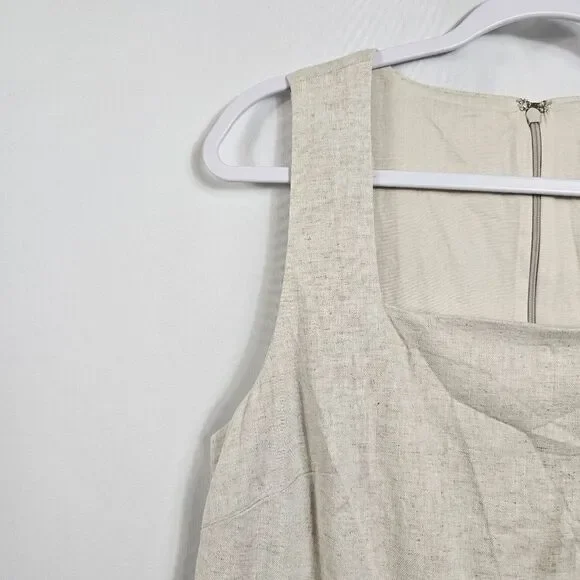 NWOTBanana Republic Factory Linen Blend Square Neck Mini Shift Dress in Flax - M - Picture 4 of 9